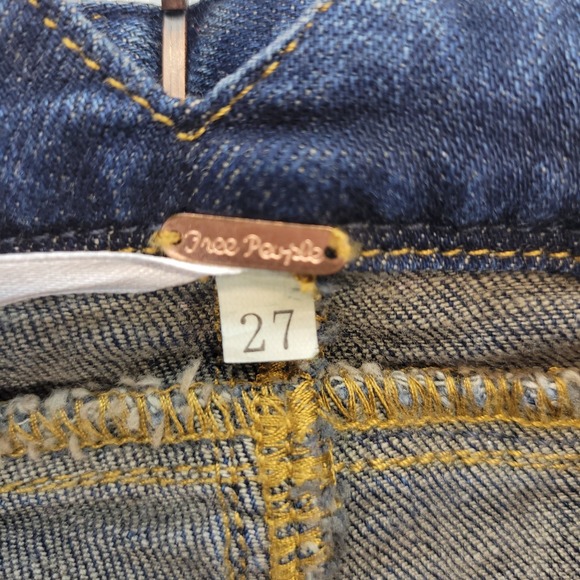 We the Free People Jeans Women 27 Blue High Rise Wide Leg Dark Wash Boho Denim - Picture 5 of 11